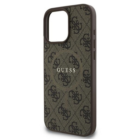 Guess 4G Ring Classic Logo MagSafe - Etui iPhone 16 Pro (brązowy) (GUHMP16LG4GFRW)