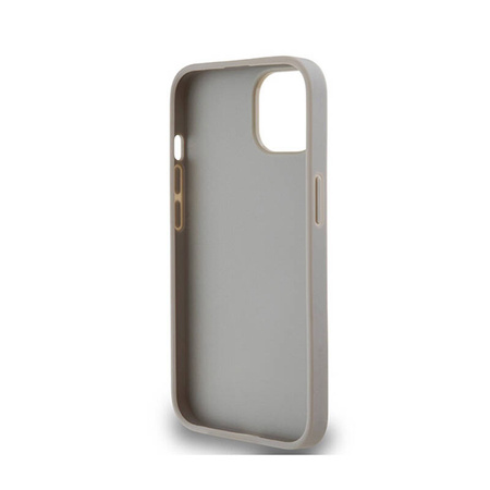 DKNY Leather Mono Stripe & Metal Logo - Etui iPhone 14 / 15 / 13 (beżowy) (DKHCP14SPRTHSLE)