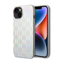 Karl Lagerfeld Monogram Iridescent - Etui iPhone 14 Plus (srebrny) (KLHCP14MLGMMSV3)