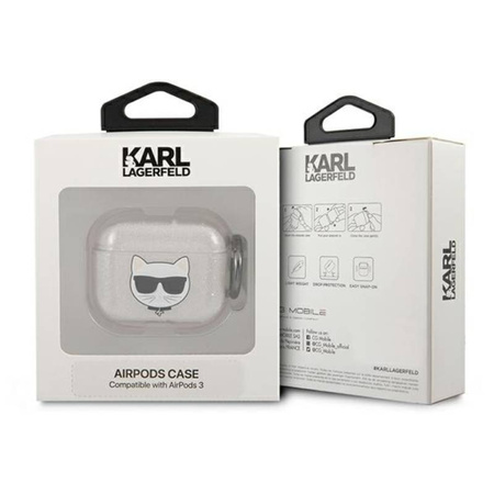Karl Lagerfeld Choupette Head Glitter - Etui AirPods 3 (srebrny) (KLA3UCHGS)