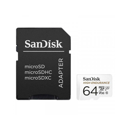 SanDisk High Endurance microSDXC - Karta pamięci 64 GB Class 10 UHS-I 100/40 MB/s z adapterem (SDSQQNR-064G-GN6IA)