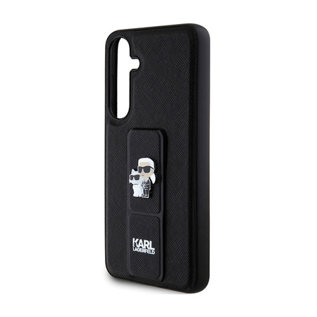 Karl Lagerfeld Gripstand Saffiano Karl & Choupette Pins - Etui Samsung Galaxy S24+ (czarny) (KLHCS24MGSAKCPK)