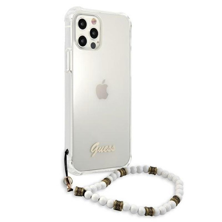 Guess White Pearl Strap - Etui iPhone 12 Pro Max (przezroczysty) (GUHCP12LKPSWH)