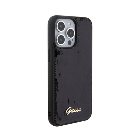 Guess Sequin Script Metal - Etui iPhone 15 Pro Max (czarny) (GUHCP15XPSFDGSK)