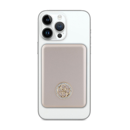 Guess 4G Strassed Metal Logo MagSafe - Power Bank indukcyjny 3000 mAh 5W MagSafe (złoty) (GUPBM3AL4DMD)
