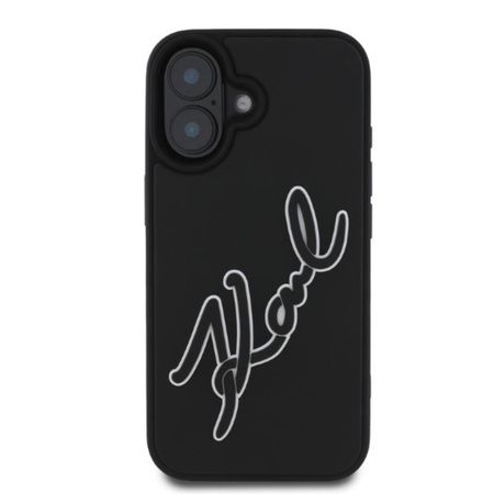 Karl Lagerfeld 3D Rubber Bicolor Signature - Etui iPhone 16 (czarny) (KLHCP16S3DRKSDLK)