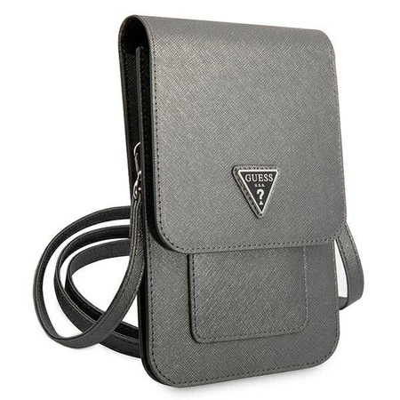 Guess Wallet Saffiano Triangle Logo Phone Bag – Torba na smartfona i akcesoria (Grey) (GUWBSATMGR)