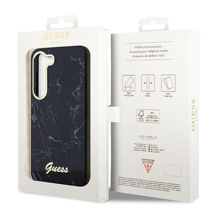 Guess Marble Collection - Etui Samsung Galaxy S23 (czarny) (GUHCS23SPCUMAK)