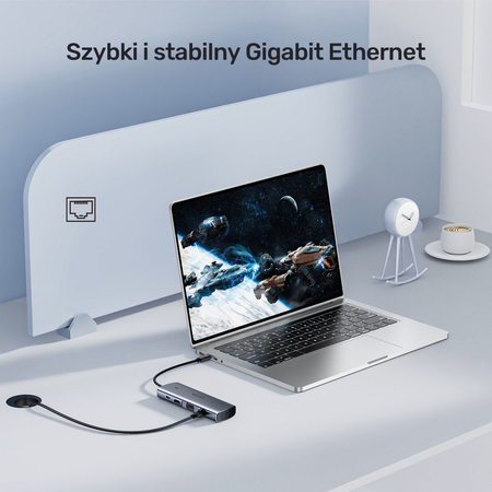 Unitek Hub 9w1 USB C Gigabit Ethernet HDMI VGA 3x USB A czytnik kart PD 100W (D1113A)