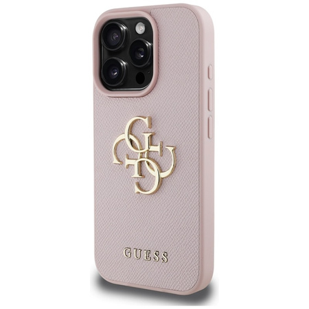 Guess Grained Big 4G Logo Small Classic Logo - Etui do iPhone 16 Pro Max (różowy) (GUHCP16XPGT4MBP)