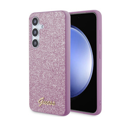 Guess Glitter Flakes Metal Logo Case - Etui Samsung Galaxy S24 (fioletowy) (GUHCS24SHGGSHU)