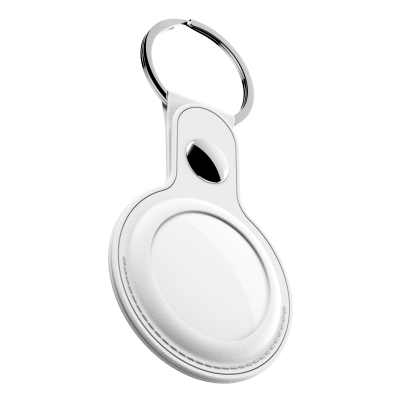 KeyBudz AirTag Keyring - skórzane etui ochronne do AirTag 2- pack (white) (AT2_S1_WHT)