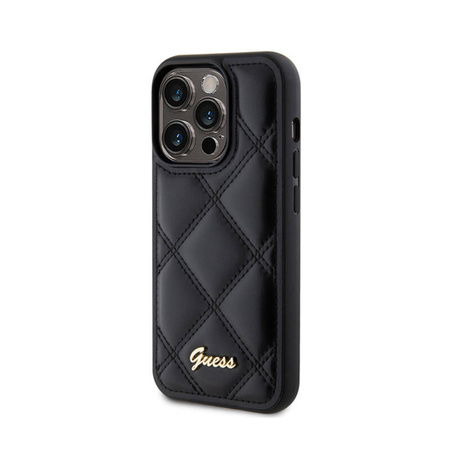 Guess Quilted Metal Logo - Etui iPhone 15 Pro (czarny) (GUHCP15LPSQSQSK)