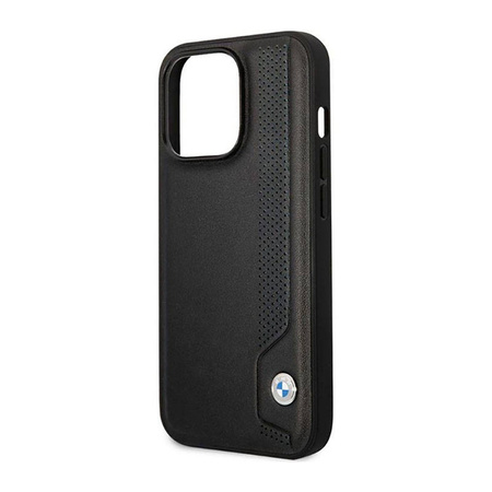 BMW Leather Blue Dots - Etui iPhone 14 Pro Max (czarny) (BMHCP14X22RBDK)