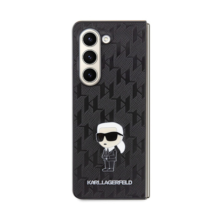 Karl Lagerfeld NFT Saffiano Monogram Ikonik Pin - Etui Samsung Galaxy Z Fold 5 (czarny) (KLHCZFD5SAPKINPK)