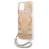 Guess Flower Cord - Etui ze smyczką iPhone 13 mini (Gold) (GUHCP13SHFLSD)