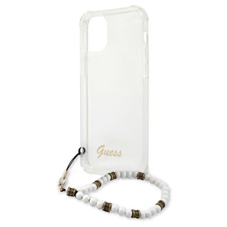Guess White Pearl Strap - Etui iPhone 12 Pro Max (przezroczysty) (GUHCP12LKPSWH)