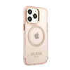 Guess Gold Outline Translucent MagSafe - Etui iPhone 13 Pro (różowy) (GUHMP13LHTCMP)