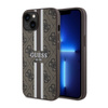 Guess 4G Printed Stripes MagSafe - Etui iPhone 14 (Brązowy) (GUHMP14SP4RPSW)