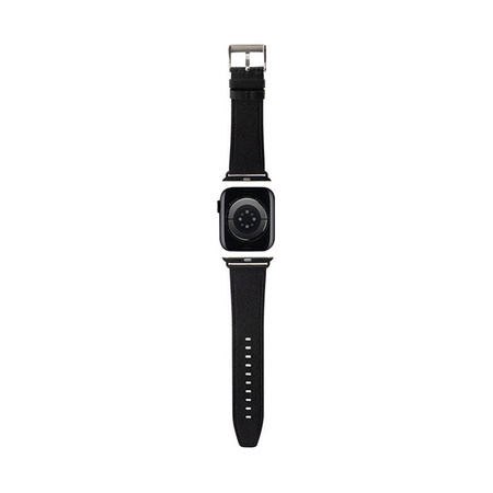 Karl Lagerfeld Saffiano Monogram - Pasek do Apple Watch 42/44/45/49 mm (czarny) (KLAWLSAKLHPK)