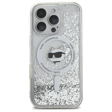 Karl Lagerfeld Liquid Glitter Choupette Head MagSafe - Etui iPhone 16 Pro (przezroczysty) (KLHMP16LLGCHSGH)
