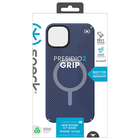 Speck Presidio2 Grip Magsafe - Etui iPhone 15 Plus / iPhone 14 Plus (Coastal Blue / Dust Grey / White) (150569-3206)