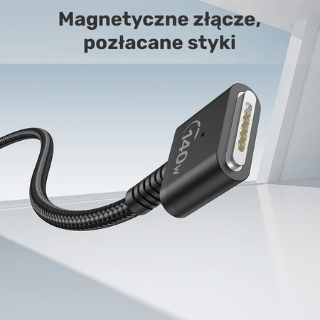 Unitek Kabel zasilający USB-C - MagSafe 3 140W 1 m  - czarny (C14121BK-1M)