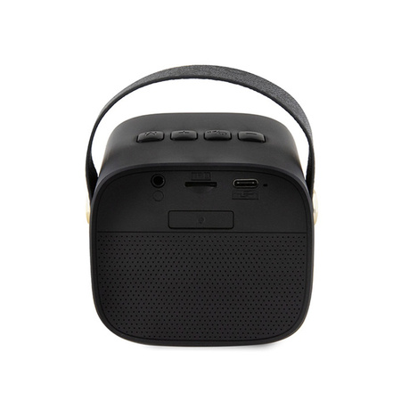 Guess Mini Bluetooth Speaker 4G Leather Script Logo with Strap - Głośnik Bluetooth V5.3 (czarny) (GUWSB2P4SMK)