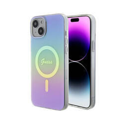 Guess IML Iridescent MagSafe - Etui iPhone 15 (fioletowy) (GUHMP15SHITSU)
