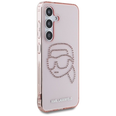 Karl Lagerfeld Rhinestones Karl Head Logo - Etui Samsung Galaxy S25 (różowy) (KLHCS25SHKHDCELP)