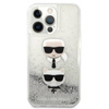 Karl Lagerfeld Liquid Glitter Karl & Choupette Head - Etui iPhone 13 Pro Max (srebrny) (KLHCP13XKICGLS)