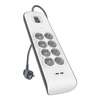 Belkin Listwa zasilająca przeciwprzepięciowa 900J, 8 gniazd Schuko, 2x USB-A, 2m (BSV804VF2M-V2)