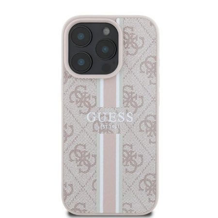 Guess 4G Printed Stripes MagSafe - Etui iPhone 16 Pro (różowy) (GUHMP16LP4RPSP)