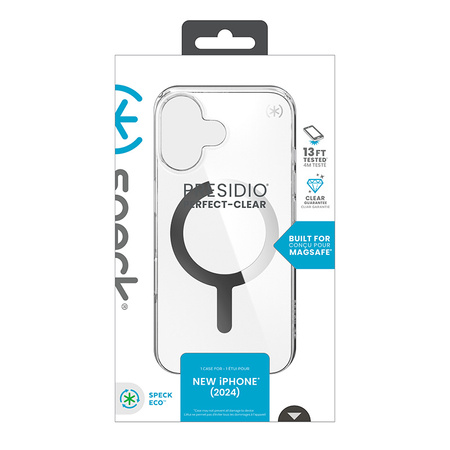 Speck Presidio Perfect-Clear MagSafe - Etui iPhone 16 (Clear / Chrome Finish / Serene Silver) (150757-3240)