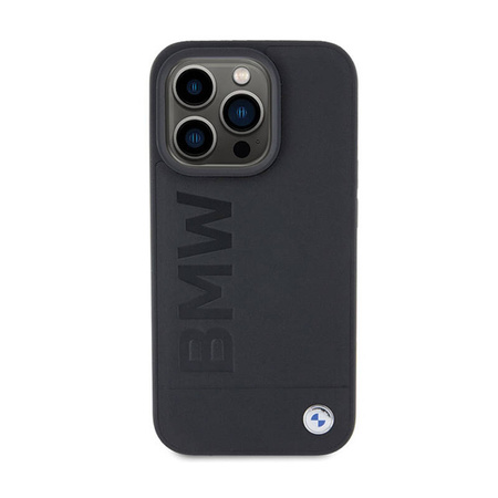 BMW Leather Hot Stamp MagSafe - Etui iPhone 15 Pro (Czarny) (BMHMP15LSLLBK)