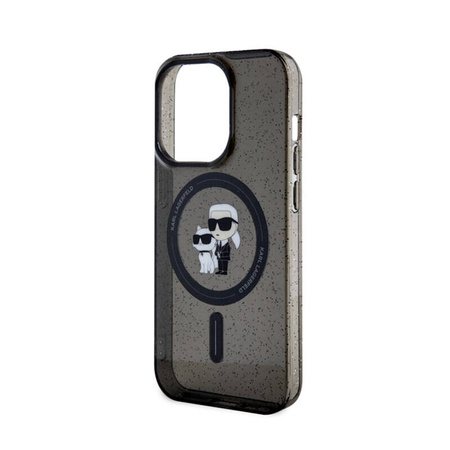 Karl Lagerfeld Karl & Choupette Glitter Magsafe - Etui iPhone 15 Pro (czarny) (KLHMP15LHGKCNOK)