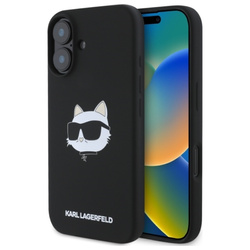 Karl Lagerfeld Silicone Choupette Head Print MagSafe - Etui iPhone 16 (czarny) (KLHMP16SSCHPPLK)