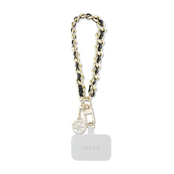 Guess Universal Hand Strap Saffiano Chain 4G Charm - Uniwersalny pasek do telefonu (Czarny) (GUOUCHSAMC4K)