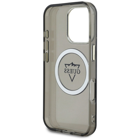 Guess IML Metal Mountain Logo MagSafe - Etui do iPhone 16 Pro (czarny) (GUHMP16LHFGTMSLSK)