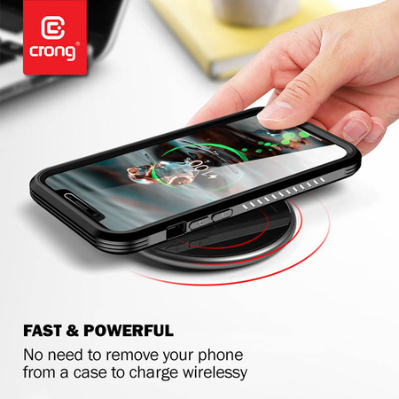 Crong PowerSpot Fast Wireless Charger – Aluminiowa ładowarka bezprzewodowa Qi 15W USB-C z powłoką ze szkła hartowanego (Silver White) (CRG-PS15W-WHI)
