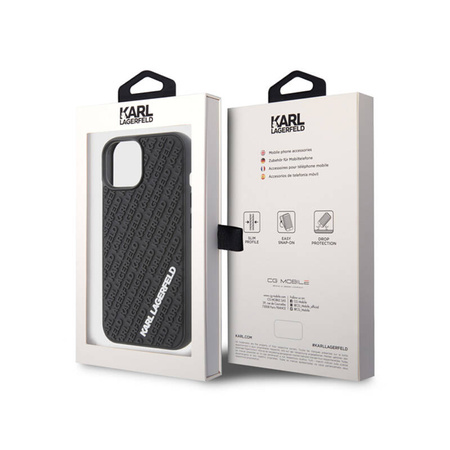 Karl Lagerfeld 3D Rubber Multi Logo - Etui iPhone 15 (czarny) (KLHCP15S3DMKRLK)