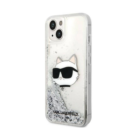 Karl Lagerfeld Liquid Glitter NFT Choupette Head - Etui iPhone 14 Plus (srebrny) (KLHCP14MLNCHCS)