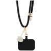 Hello Kitty Patch & Kitty Head Charm - Uniwersalny pasek / smyczka do telefonu (czarny) (HKUCPNMK)