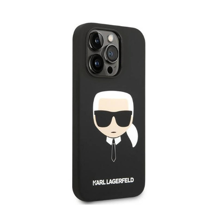 Karl Lagerfeld Silicone Ikonik Karl`s Head MagSafe - Etui iPhone 14 Pro (czarny) (KLHMP14LSLKHBK)