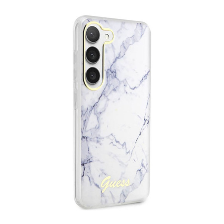 Guess Marble Collection - Etui Samsung Galaxy S23 (biały) (GUHCS23SPCUMAH)