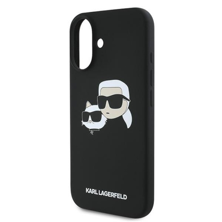 Karl Lagerfeld Silicone Double Heads Print MagSafe - Etui iPhone 16 Plus (czarny) (KLHMP16MSKCHPPLK)