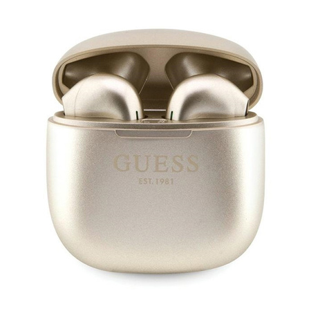Guess True Wireless Script Logo BT5.3 - Słuchawki TWS + etui ładujące (złoty) (GUTWST26PSD)