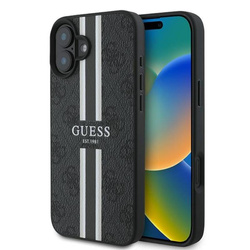 Guess 4G Printed Stripes MagSafe - Etui iPhone 16 Plus (czarny) (GUHMP16MP4RPSK)