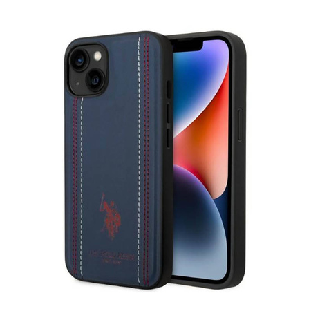 US Polo Assn Leather Stitch - Etui iPhone 14 (granatowy) (USHCP14SPFAV)