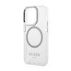 Guess Metal Outline MagSafe - Etui iPhone 14 Pro Max (przezroczysty / srebrny) (GUHMP14XHTRMS)
